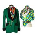 Escada blazer and assorted accessories escada green and black velvet blazer size 36 escada hunter green leather belt with gold buckle and embellishments size 36 gucci square silk scarf with green