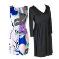 Two emilio pucci dresses printed cotton sleeveless stylized floral aline with side zipper 36  from shoulder to hem black silk jersey with empire waist size 12 20 sleeve 37 shoulder to hem i