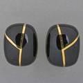 Tiffany  co gold inlaid onyx earrings ca 1980 18k yg cushionshaped 17 x 11 mm clip backs for pierced ears 124 dwt