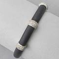 Italian 18k gold diamond rubber bracelet ca 2005 flexible strap with white gold clasp three white gold diamond pave slides 7 58