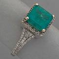 Emerald and diamond pave 14k white gold ring square faceted emerald approx 25 cts and diamonds approx 24 ct tw 22 dwt size 6 12