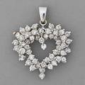 14k white gold diamond heart pendant ca 1980 fifty prongset diamonds approx 290 cts tw 51 dwt 1 38 x 1 18