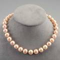Freshwater pearl necklace lustrous pinkwhite spherical pearls 14  108 mm 16