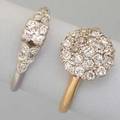 Two diamond rings ca 1940 circular cluster in platinumtopped 14k yg and diamond palladium sweetheart ring approx 70 ct tw 3 dwt sizes 5 12 and 6