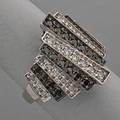 Black and white diamond ring late 20th c art deco design approx 75 ct tw in 18k wg 47 dwt size 7