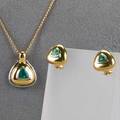 14k gold emerald jewelry ca 1990 triangular enhancerpendant and similar clip earrings for pierced ears approx 32 cts tw 86 dwt excludes gf chain