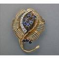 14k gold diamond and sapphire brooch ca 1960 filigree designed as stylized flower in 14k yg 77 dwt 1 12