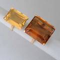 Two brazilian 18k gold quartz rings ca 1950 semisquare orange quartz 25 x 233 x 1429 mm approx 50 cts emerald cut citrine 2074 x 156 x 991 approx 20 cts 195 dwt gw 303 gs gw