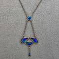 Charles horner enameled sterling necklace art nouveau style with bluegreen enamel ca 1920 marked ch 43 gs chain 17 drop 2 14