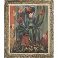 Bror julius olsson nordfeldt swedishamerican tulips in red jar 1940 oil on canvas framed signed dated and titled 32 x 26 exhibition lilienfeld galleries new york 1941 literature ne