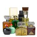 Perfume bottle displays ten include chanel ralph lauren yves saint laurent guy laroche pierre cardin etc 20th c tallest 14