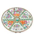 Chinese rose medallion porcelain platter oval with famille rose panels 19th c 16 14 x 13