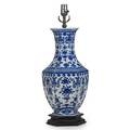 Chinese porcelain baluster vase blue and white decoration mounted as a lamp 19th c vase 17 14
