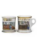 Bartender occupational shaving mugs two early 20th c taller 3 34