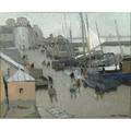 Henry maurice cahours french 18891974 oil on canvas harbor scene framed signed 23 x 28