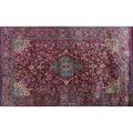 Silk kashan oriental area rug all over floral design with central medallion red ground 20th c 48 12 x 71