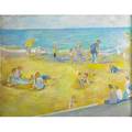 Josephine burns american b 1917 pastel on paper beach scene framed signed 19 x 25