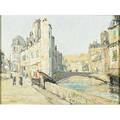 Jay hall connaway american 18931970 oil on canvas of a breton cityscape framed signed 18 x 24