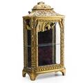 Continental gilded miniature curio cabinet gesso and wood with glass door and sides one glass shelf 19th c 31 x 16 12 x 8