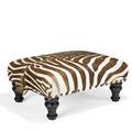 Zebra skin ottoman ebonized turned legs 20th c 19 x 40 x 32