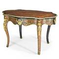 Louis xv style center table ebonized wood with boulle inlay and bronze mounts 19th c 38 34 x 51 12 x 31 12