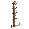Custom bull horn coat rack walnut post 20th c 72 x 33