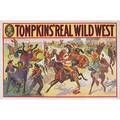 Tompkins real wild west posters four by the donaldson lithograph company ca 1914 cowboy roundup display of wild west show activities cow roping and portrayal of frontier pastimes all 28 x 42