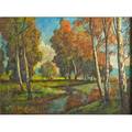 Benjamin franklin de haven american18561934 oil on canvas autumnal landscape framed signed 18 x 24