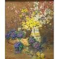 Carle john blenner american 18621952 oil on canvas still life with flowers in pitcher framed signed 29 12 x 24 12 provenance private collection new york