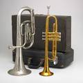 Musical instruments two 19th20th c  king instrument co trumpet john f stratton baritone horn new york larger 21 12 x 10 14