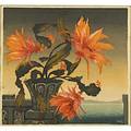 Hugo noske austrian 18861960 woodcut in colors gelber katus tiger lilies ca 1930 signed and inscribed orig holtzschnitt handdruck 11 18 x 12 sight