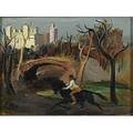 Louis bosa american 19051981 oil on board rider central park framed signed 7 12 x 9 12