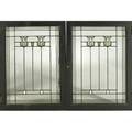 Prairie style pair of leaded glass casement windows with tulips usa 1915 oak leading and glass each 34 14 x 26