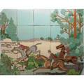 Gladding mcbean twentypiece tile frieze depicting a fox hunt glazed terracotta most marked each tile 6 x 6