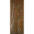 Copper plaque relief of young nude over wood substrate 40 12 x 16 18