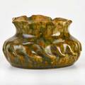 George ohr vase with scalloped rim intwist body and mottled green glaze 18951896 marked 2 12 x 4 14
