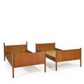 Westnofa pair of teak twin beds norway 1960s manufacturers labels each 31 x 41 12 x 78