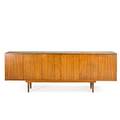 Danish modern walnut six drawer credenza back is finished 1960s unmarked 32 x 90 x 18