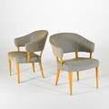 Carl malmsten pair of armchairs sweden 1950s birch and upholstery branded each 29 x 24 x 24