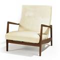 Danish lounge chair 1950s walnut and vinyl unmarked 32 12 x 30 x 29