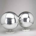 Modern lighting pair of aluminum sphere sconces originally installed in avery fisher hall new york 1960s unmarked each 13 x 14 x 17