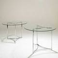 Milo baughman attr design institute america pair of tables usa 1980s chromed steel and glass unmarked each 28 12 x 41 dia