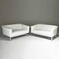 Pace pair of tufted settees italy 1970s leatherette and chromed steel unmarked each 28 x 56 x 34