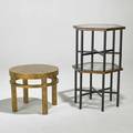 John widdicomb henredon three occasional tables usa 1960s polychromed wood and glass pair 16 12 x 21 x 18 12 table 17 x 20 dia