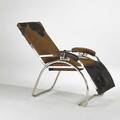French art deco recliner 1920s hide chromed steel and bakelite extended 33 12 x 26 14 x 64