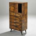 European art deco cabinet 1920s burlwood ebonized wood and nickled brass unmarked 43 x 21 12 x 13