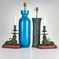 Modern lighting four table lamps pair of egyptian revival art deco sphinxes patinated metal ugo zacarini ceramic vicky patinated and sterlingsilver two marked largest 26 12