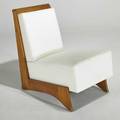 Style of rene gabriele slipper chair france 1940s sycamore leather unmarked 29 12 x 19 x 30