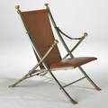 Maison jansen campaign lounge chair france 1970s matte chromed steel brass and leather unmarked 37 x 21 x 23