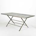 Garden french style folding dining table 1960s zinc top on enameled steel base unmarked 29 x 72 x 36